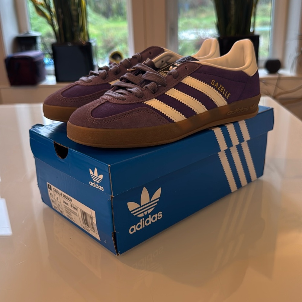 Adidas Gazelle Indoor purple and white sneakers - men’s 4.5